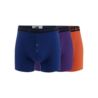 Beverly Hills Polo Club Pack of three assorted button flu boxer briefs